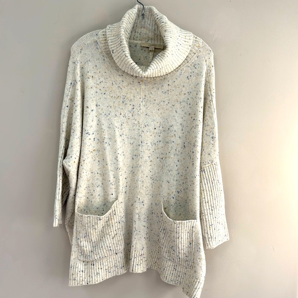 LOFT Sweaters - *Gently Worn* LOFT Blue and Gold Speckled Pocket Poncho Sweater - Size M